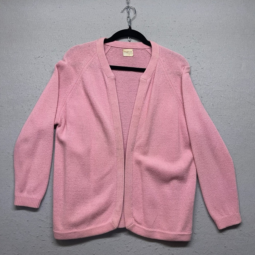 Evan Picone Pink Lambswool Angora Open Front Cardigan Sweater Women's M/L